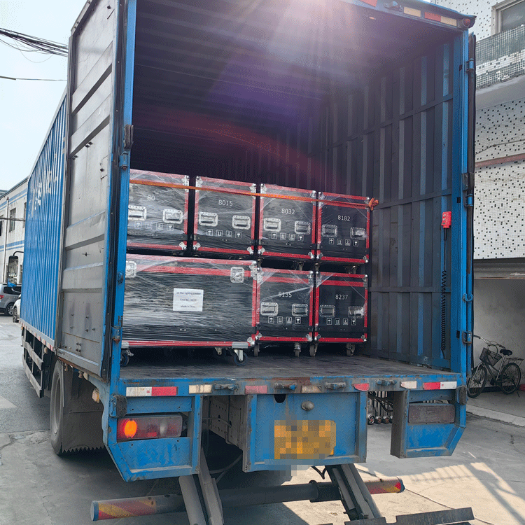 Loading LED display flight cases onto the truck